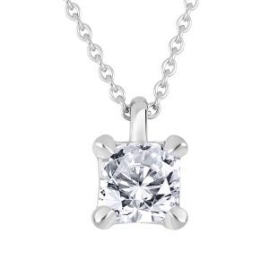 White Gold Diamond Pendants - Cushion