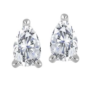 White Gold Diamond Studs - Pear