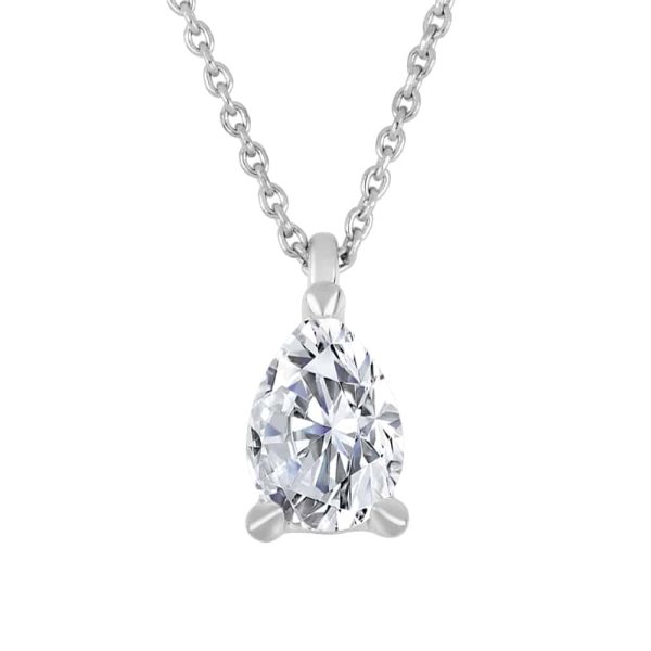 White Gold Diamond Pendants - Pear