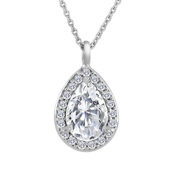 White Gold Diamond Pendants - Pear
