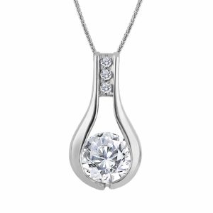 White Gold Diamond Pendants - Round