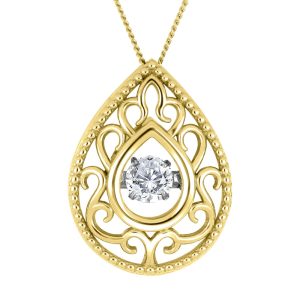 Yellow Gold Diamond Pendants - Round
