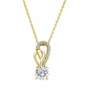Yellow Gold Diamond Pendants - Round