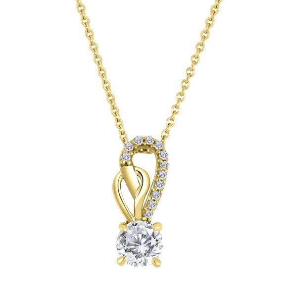 Yellow Gold Diamond Pendants - Round