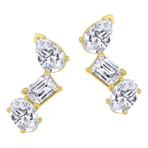 Yellow Gold Diamond Studs - Emerald