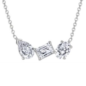 White Gold Diamond Pendants - Emerald
