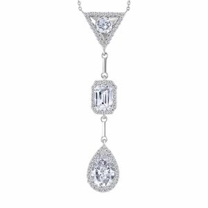 White Gold Diamond Pendants - Emerald