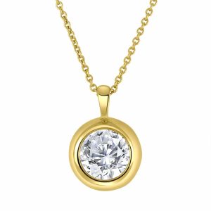 Yellow Gold Diamond Pendants - Round
