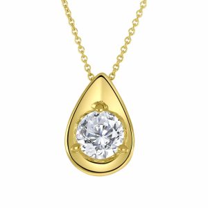 Yellow Gold Diamond Pendants - Round