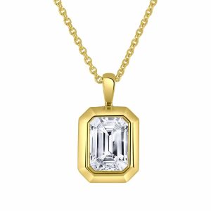 Yellow Gold Diamond Pendants - Emerald