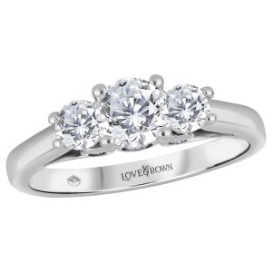 Three-Stone Diamond Trio Design with Tiffany Band (White Gold)