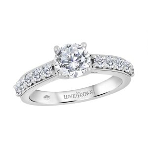 Round Solitaire Set on a Diamond Band with Five Stones Per Side (White Gold)
