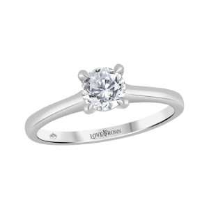 Thin Tiffany Band Solitaire with Round Diamond (White Gold)