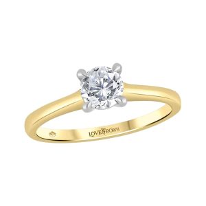 Narrow Tiffany Band Solitaire with Round Diamond (Yellow Gold)