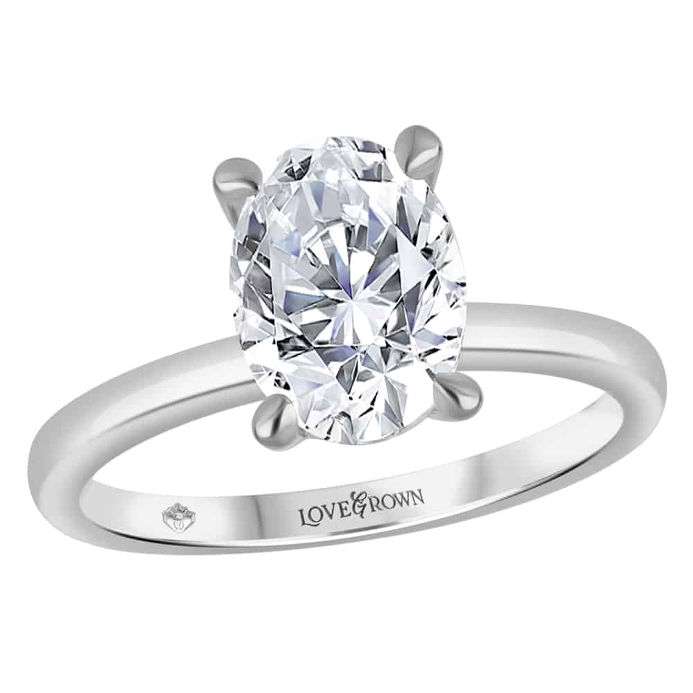 Designer Thin Band Solitaire with Raised Bezel Oval Diamond