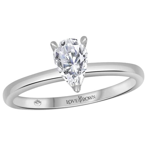 Pear-Shaped Solitaire with Narrow Tiffany Band (White Gold)