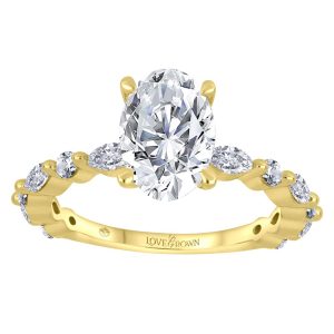 Large Oval Diamond Flanked by Marquis Diamonds & Sequential Rounds (Yellow Gold)