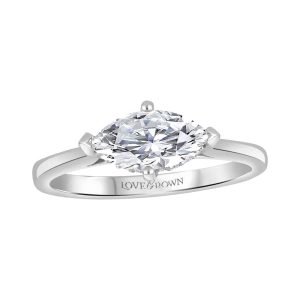 Marquise Solitaire Set Sideways on Narrow Tiffany Band (White Gold)