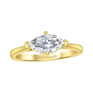 Marquise Diamond Set Sideways on Narrow Tiffany Band (Yellow Gold)