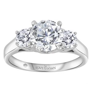Trio Large Round Center Flanked by Smaller Shoulder Diamonds (White Gold)