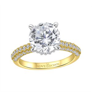 Large Diamond with Hidden Halo Underneath on a Rounded Diamond Halo Band (Yellow Gold)